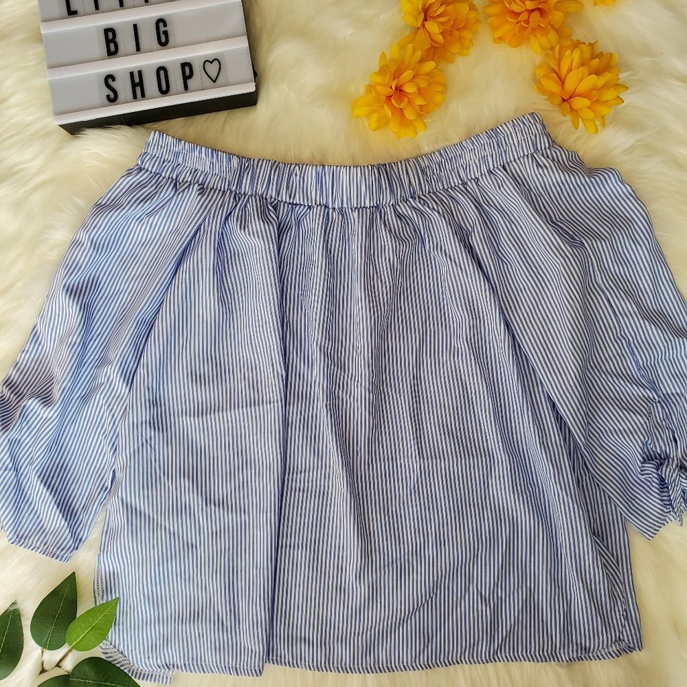 Simply Couture Off Shoulder/Blue&White/Size L